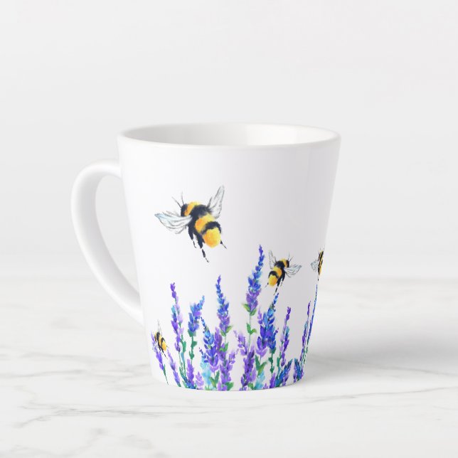 Beautiful Spring Flowers and Bees Latte Mug (Left Angle)