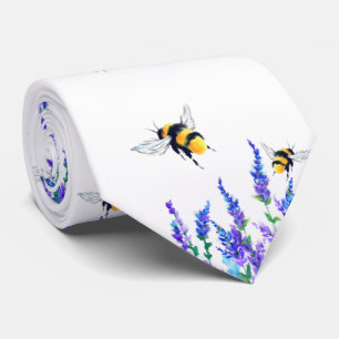Beautiful Spring Flowers and Bees Neck Tie