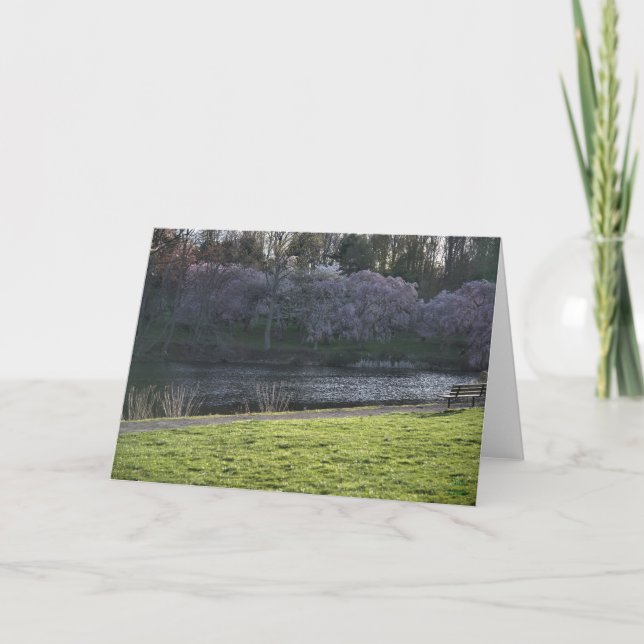 Beautiful Spring Flowers and Pond Card (Front)