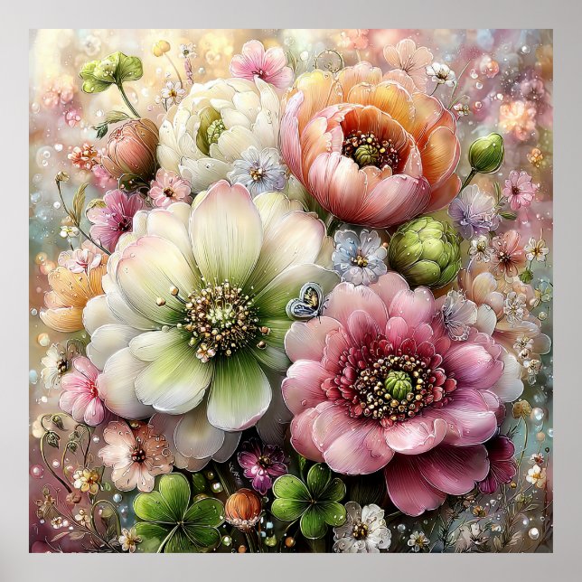 Beautiful Spring Flowers Wall Art 3b (Front)