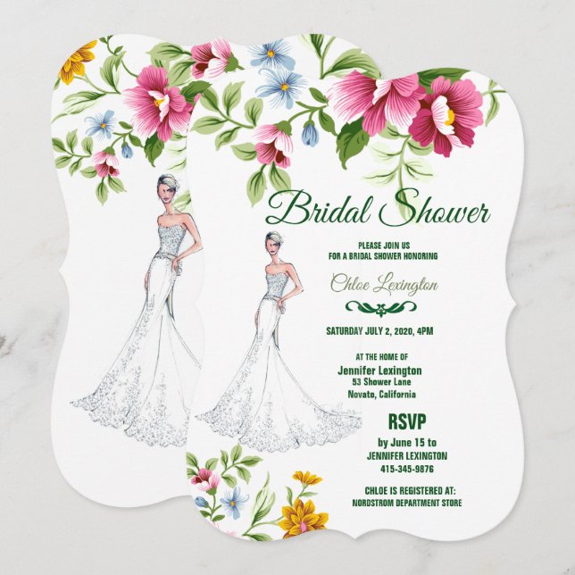 Beautiful Spring Flowers Wedding Bridal Shower Invitation (Front/Back)