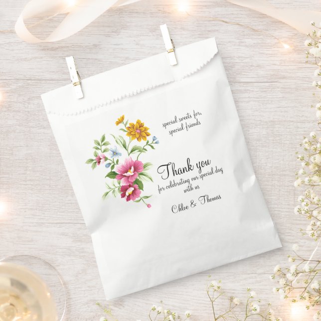 Beautiful Spring Flowers Wedding Favour Bags (Clipped)