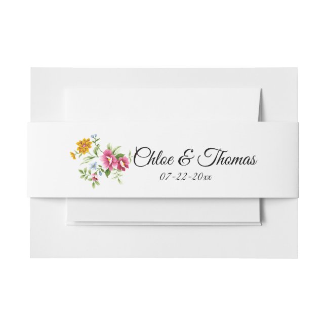 Beautiful Spring Flowers Wedding Invitation Belly Band (Front Example)