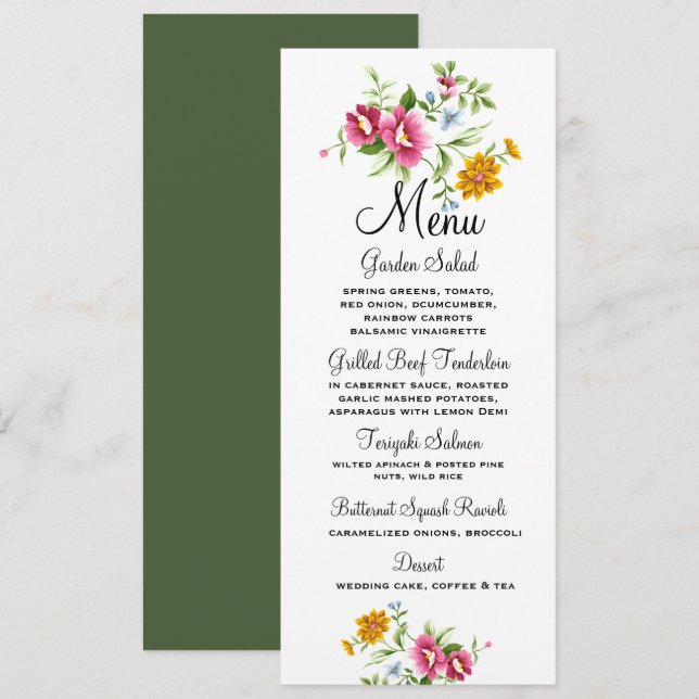 Beautiful Spring Flowers Wedding  Menu (Front/Back)
