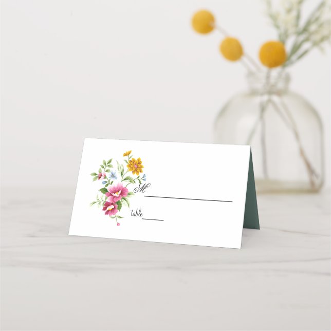 Beautiful Spring Flowers Wedding Place Card (Front)