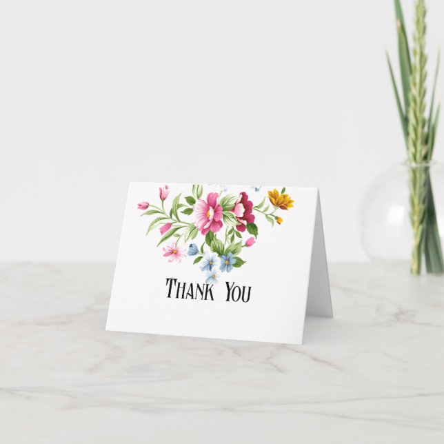 Beautiful Spring Flowers Wedding  Thank You Card (Front)