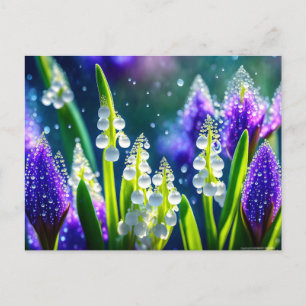 Beautiful Spring Flowers With Dew Postcard