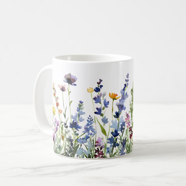 Beautiful Spring Meadow Flowers Wrap Coffee Mug (Front Left)