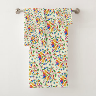 Beautiful Spring Otomi Flower Pattern cute summer Bath Towel Set