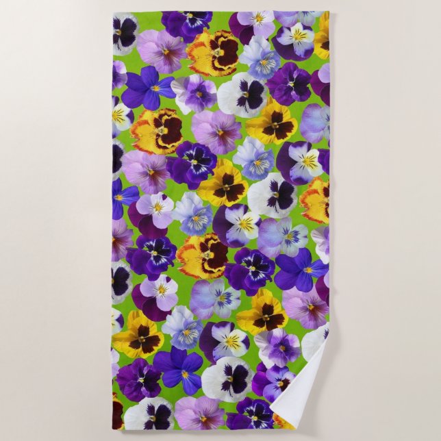 Beautiful Spring Pansies  Beach Towel (Front)
