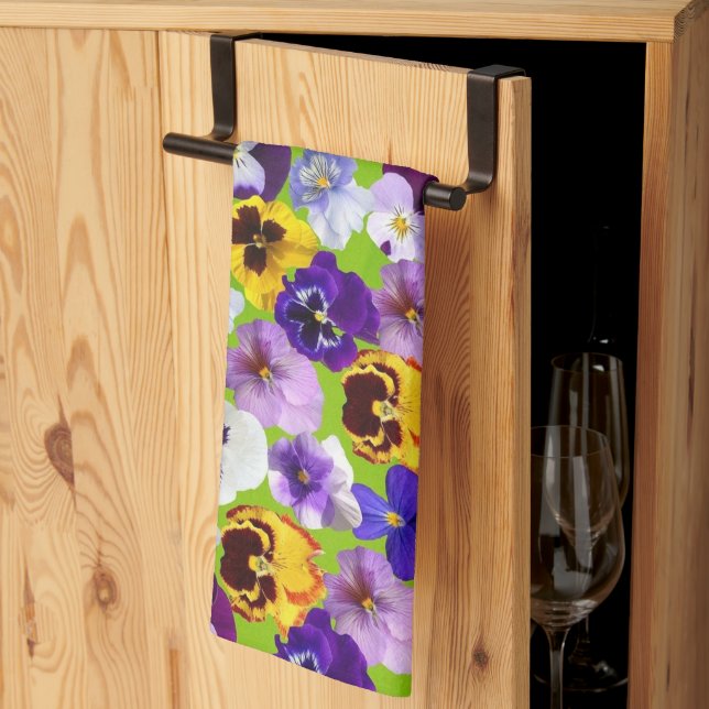 Beautiful Spring Pansies  Tea Towel (Thirds Fold)