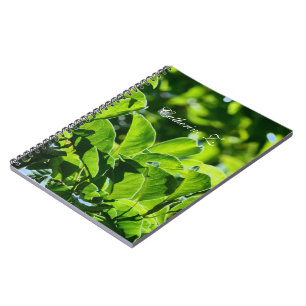 Beautiful spring, summer green leaves. Add name Notebook