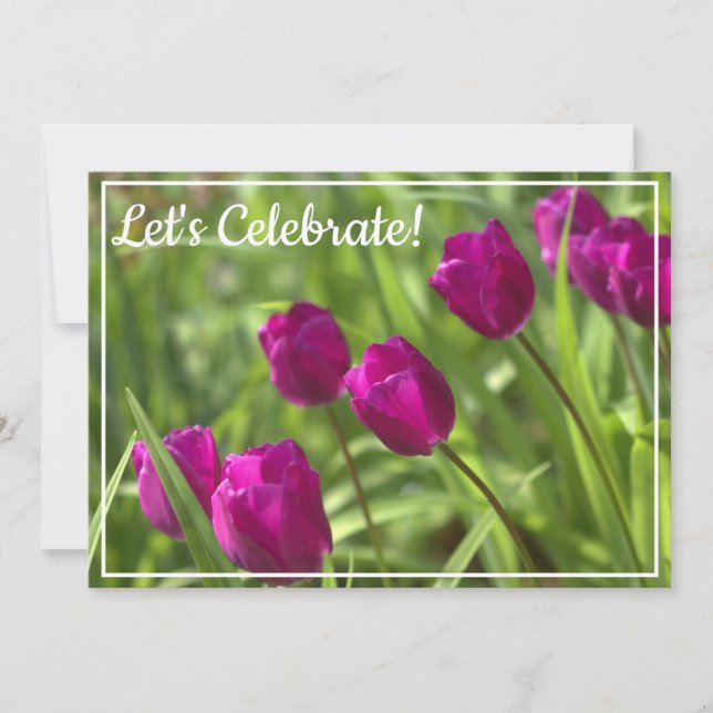 Beautiful Spring Tulips Birthday Party Invitation (Front)