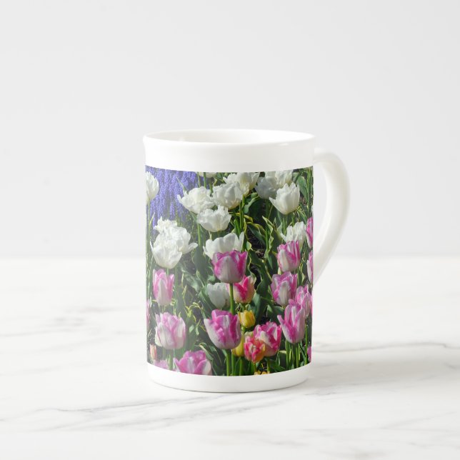 Beautiful spring tulips bone china mug (Front Right)