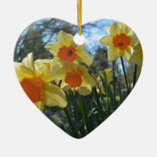 Beautiful spring yellow,orange daffodil flowers ceramic tree decoration