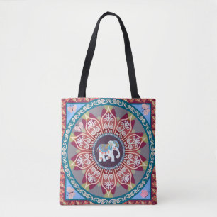 Beautiful square blanket in ethnic style with mand tote bag