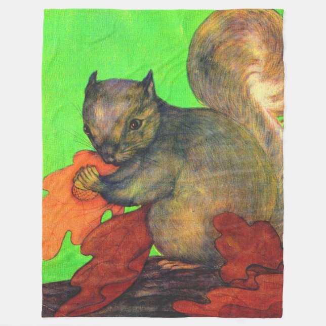 beautiful squirrel print fleece blanket (Front)