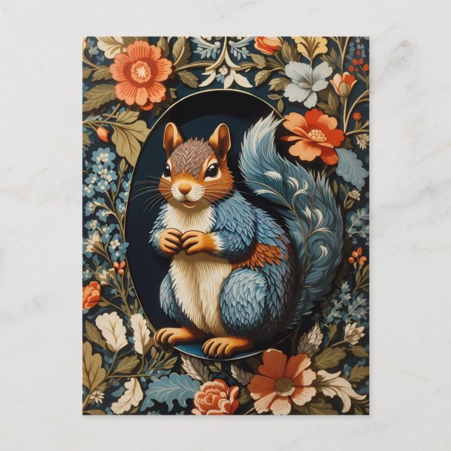 Beautiful Squirrel William Morris Inspired Postcard (Front)