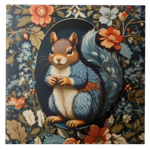 Beautiful Squirrel William Morris Inspired Tile