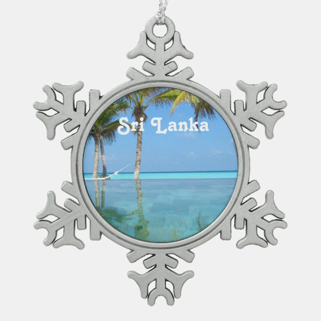 Beautiful Sri Lanka Snowflake Pewter Christmas Ornament (Front)