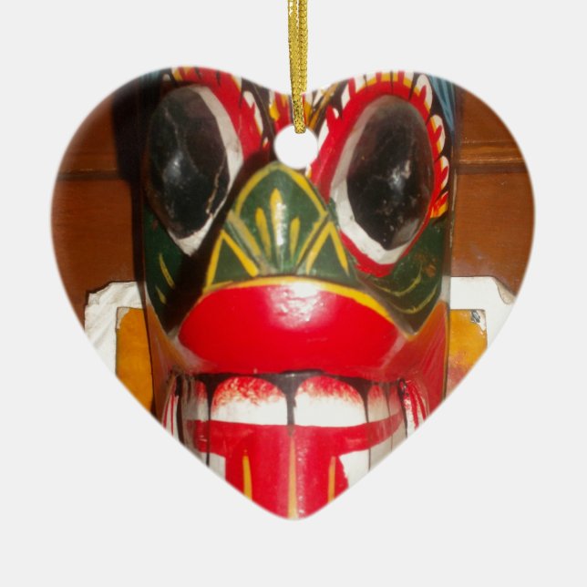 Beautiful Sri Lankan Traditional Fire Mask Art   Ceramic Tree Decoration (Front)