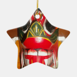 Beautiful Sri Lankan Traditional Fire Mask Art Ceramic Tree Decoration