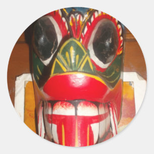 Beautiful Sri Lankan Traditional Fire Mask Art   Classic Round Sticker