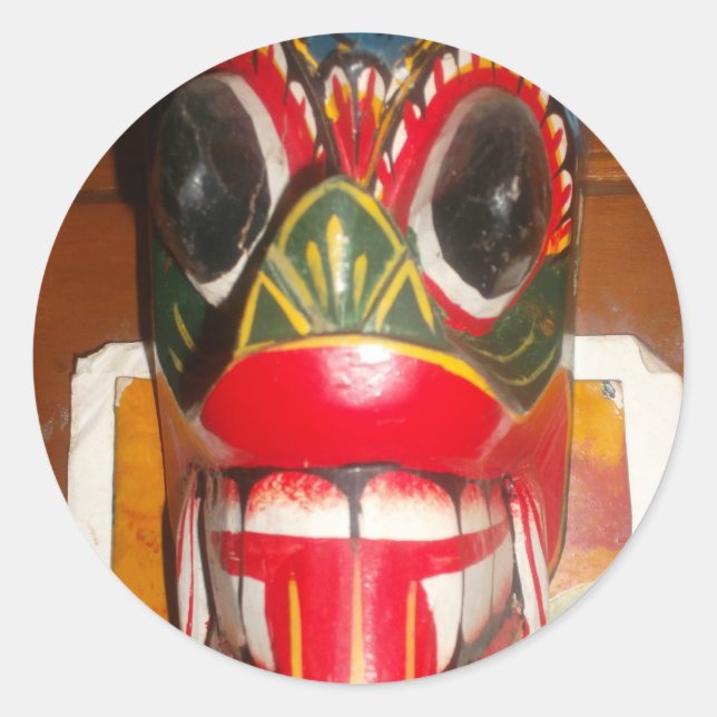 Beautiful Sri Lankan Traditional Fire Mask Art   Classic Round Sticker (Front)