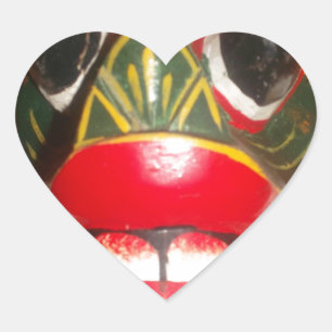 Beautiful Sri Lankan Traditional Fire Mask Art   Heart Sticker