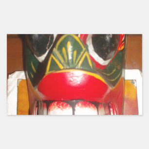Beautiful Sri Lankan Traditional Fire Mask Art   Rectangular Sticker