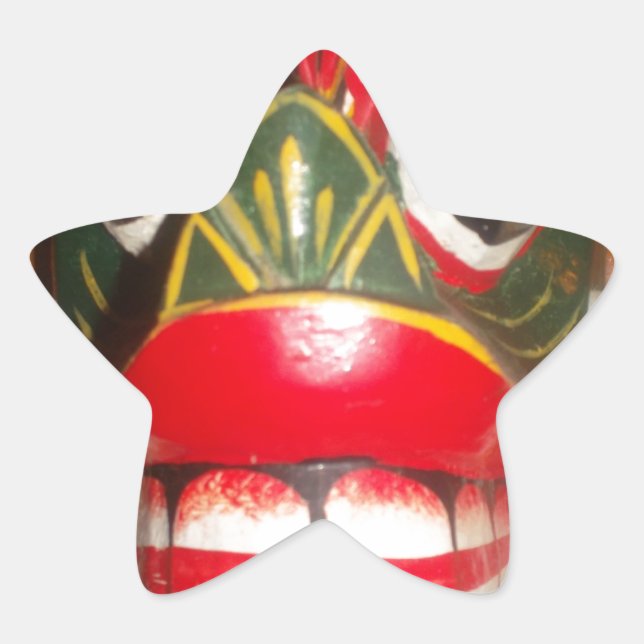 Beautiful Sri Lankan Traditional Fire Mask Art   Star Sticker (Front)