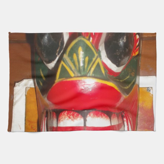 Beautiful Sri Lankan Traditional Fire Mask Art   Tea Towel (Horizontal)