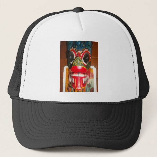 Beautiful Sri Lankan Traditional Fire Mask Art   Trucker Hat (Front)