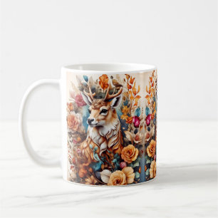 Beautiful Stag in amongst flowers Coffee Mug