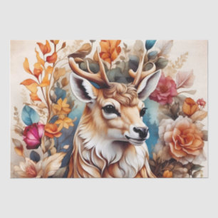Beautiful Stag in amongst flowers Tissue Paper