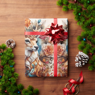 Beautiful Stag in amongst flowers Wrapping Paper