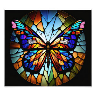 beautiful stained glass butterfly poster