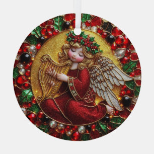 Beautiful Stained Glass Christmas Angel  Tree Decoration