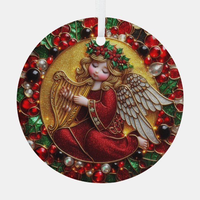 Beautiful Stained Glass Christmas Angel  Tree Decoration (Back)