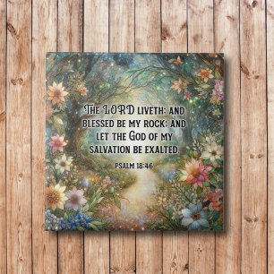 Beautiful Stained Glass Floral Woodland Psalm Tile