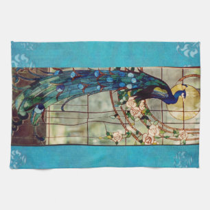 Beautiful Stained Glass Peacock Tea Towel