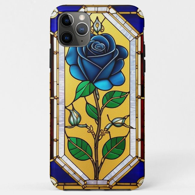 Beautiful Stained Glass Window with Blue Rose Case-Mate iPhone Case (Back)