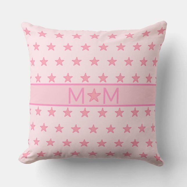Beautiful Star Mum & Star Pattern on Pink Cushion (Front)