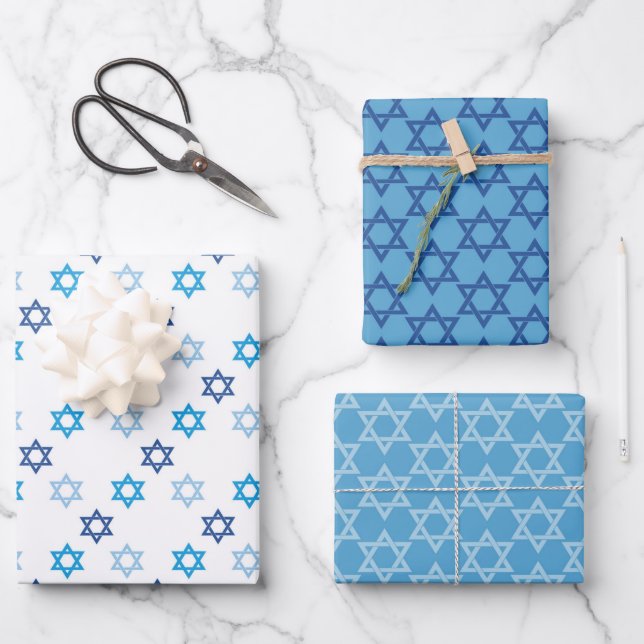 Beautiful Star of David Wrapping Paper Sheet (Front)