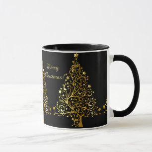 Beautiful starry metallic gold Christmas tree Mug