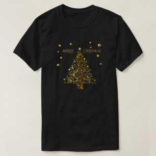Beautiful starry metallic gold Christmas tree T-Shirt