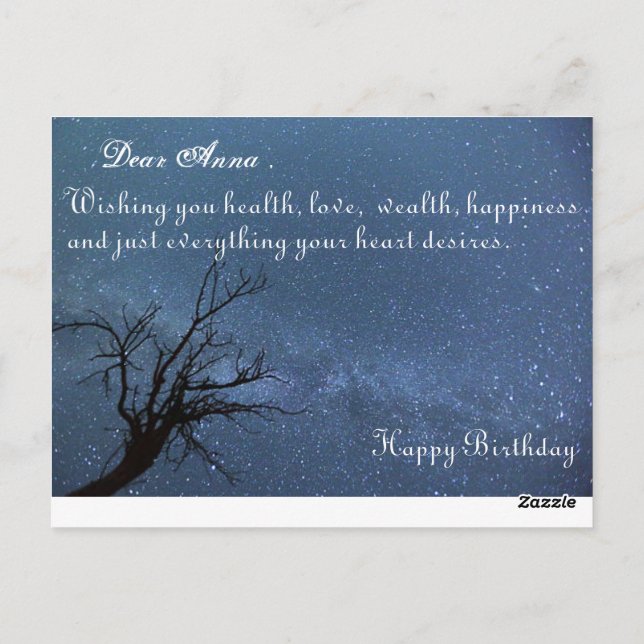 Beautiful Starry night Happy Birthday Postcard (Back)