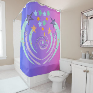 beautiful stars and heart shower curtain
