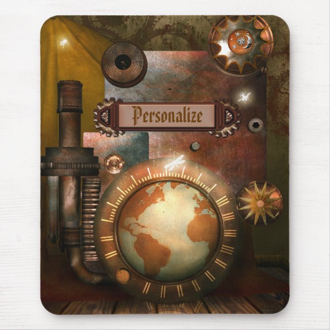 Beautiful Steampunk Personalised Mousepad (Front)