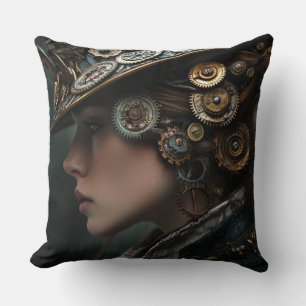 Beautiful Steampunk Woman Cushion